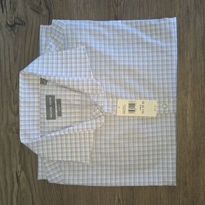 Michael Kors Men's Light Blue Plaid Dress Shirt